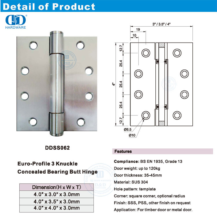 Concealed Bearing Door Hinge مفصلة باب تحمل مخفية