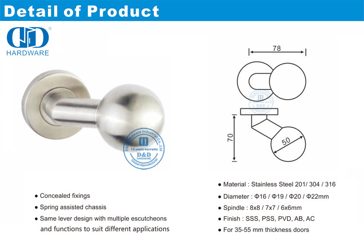 Orbicular Knob Lever Handle مقبض ذراع المقبض الدائري
