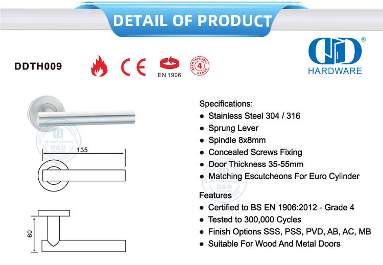 Straight Tubular Lever Handle مقبض ذراع أنبوبي مستقيم