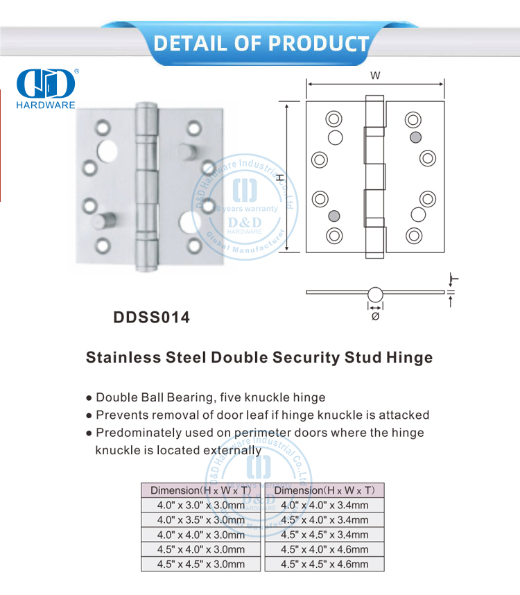 Ball Bearing Security Hinge مفصلة أمان لمحمل الكرة