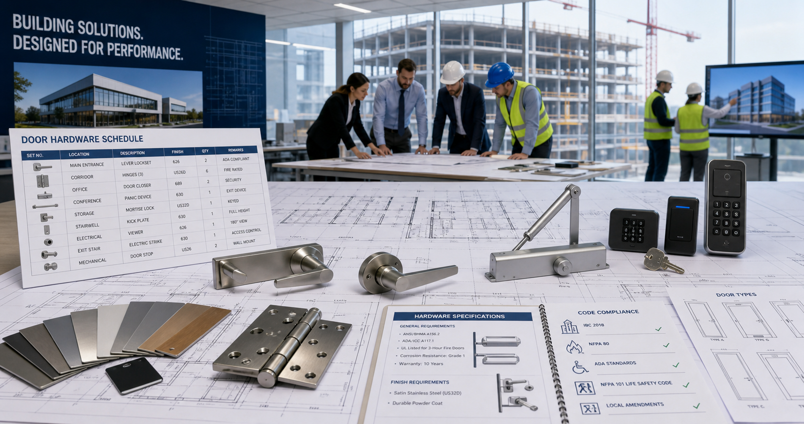 Door Hardware Planning for Large-Scale Construction Projects: The Ultimate Guide to Compliance and Performance تخطيط أجهزة الباب لمشاريع البناء واسعة النطاق: الدليل النهائي للامتثال والأداء