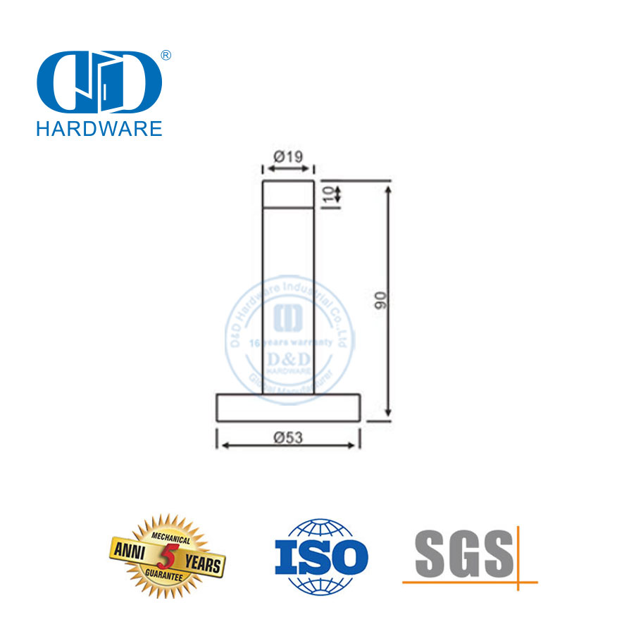 سدادة باب على شكل حرف T من الفولاذ المقاوم للصدأ للمرحاض العام للحمام-DDDS016-SSS
