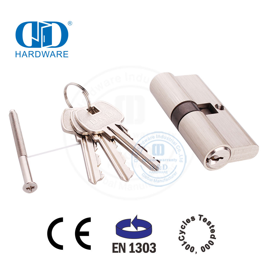 BS EN1303 أسطوانة قفل أوروبية من النيكل الساتان والنحاس الصلب-DDLC003-70mm-SN
