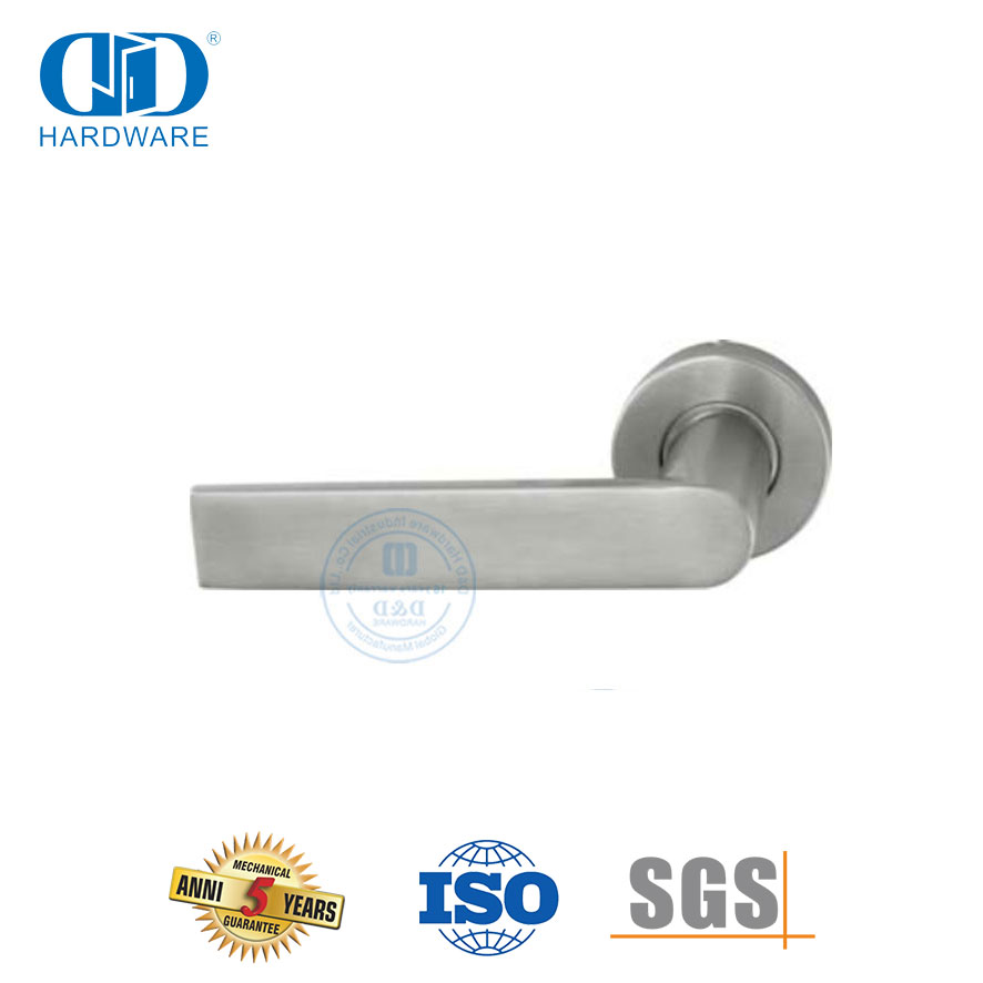 مقبض باب رافعة من الفولاذ المقاوم للصدأ 304 ذو انحناء واحد على شكل وردة مستديرة-DDTH043-SSS