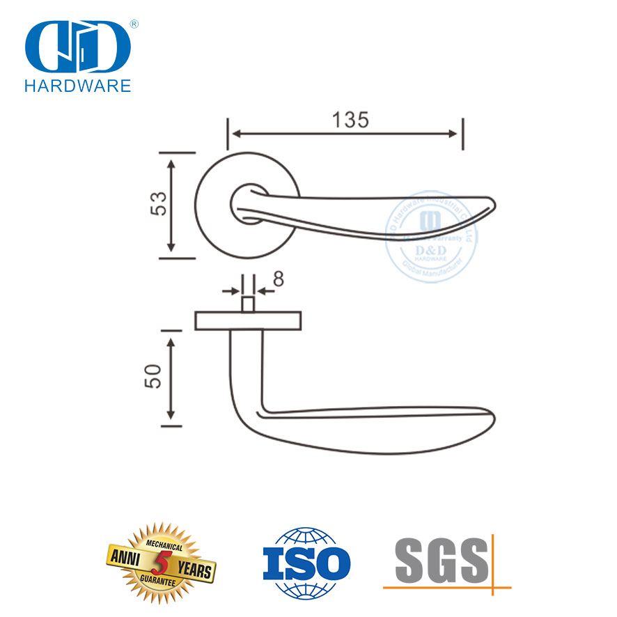 ملحقات الأجهزة ذات الباب المزدوج التصميم الحديث مقبض الباب الصلب للأمان المعاصر-DDSH019-SSS