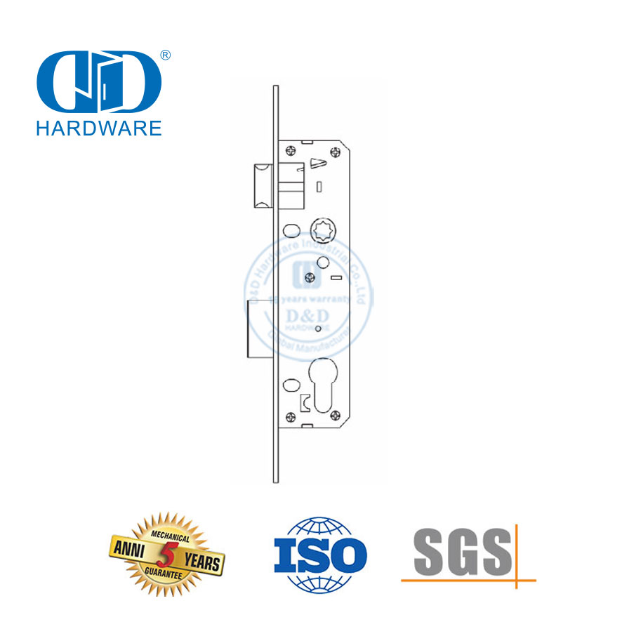 SUS 304 ملحقات أجهزة باب المدخل قفل الباب الضيق الأوروبي-DDML021-3085