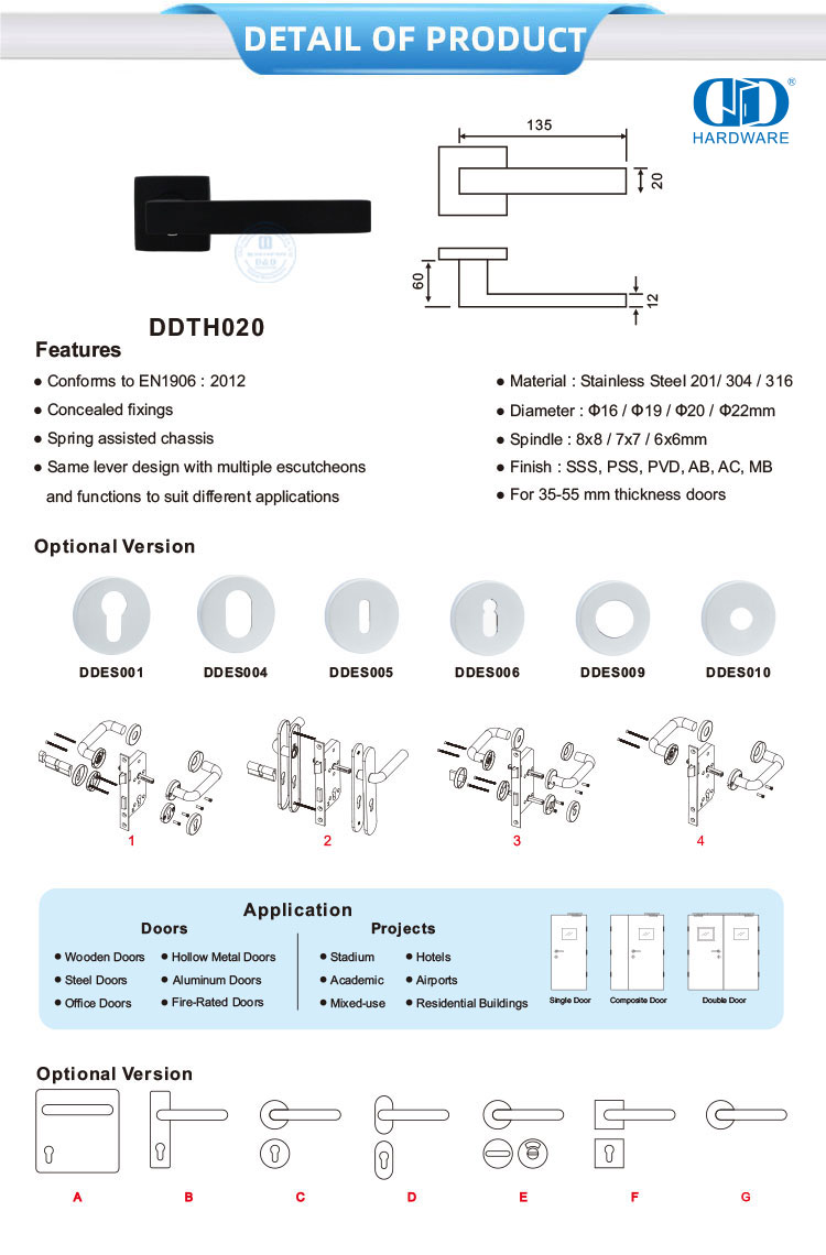 مقابض أبواب روزيت مربعة