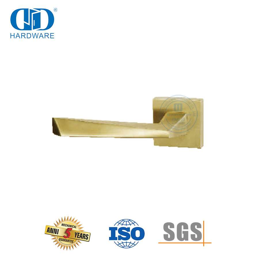 مقبض باب صلب مثلث من الفولاذ المقاوم للصدأ بلمسة نهائية من النحاس الساتان-DDSH056-SB