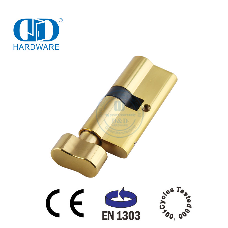 النحاس المصقول EN 1303 النمط الأوروبي قفل باب الحمام Cylinder-DDLC007-70mm-PB