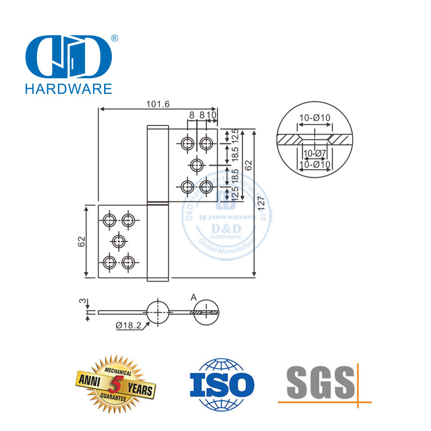 جودة عالية وسعر جيد أجهزة الباب الرئيسي الفولاذ المقاوم للصدأ العلم المفصلي-DDSS030