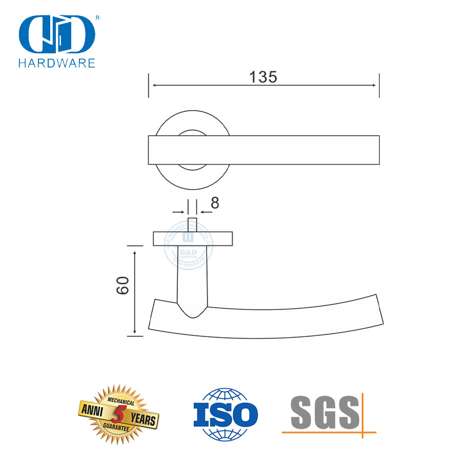 أجهزة الأبواب الخارجية المستديرة الحديثة ذات المنافذ الأنبوبية المجوفة-DDTH013-SSS