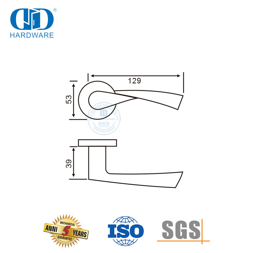 رواية تصميم الفولاذ المقاوم للصدأ موجة نوع جوفاء مقبض الباب DDTH037-SSS