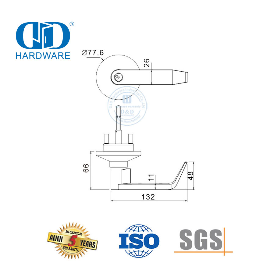 SUS 304 حافة رافعة للخدمة الشاقة لباب الخروج في حالات الطوارئ-DDPD012-B-SSS