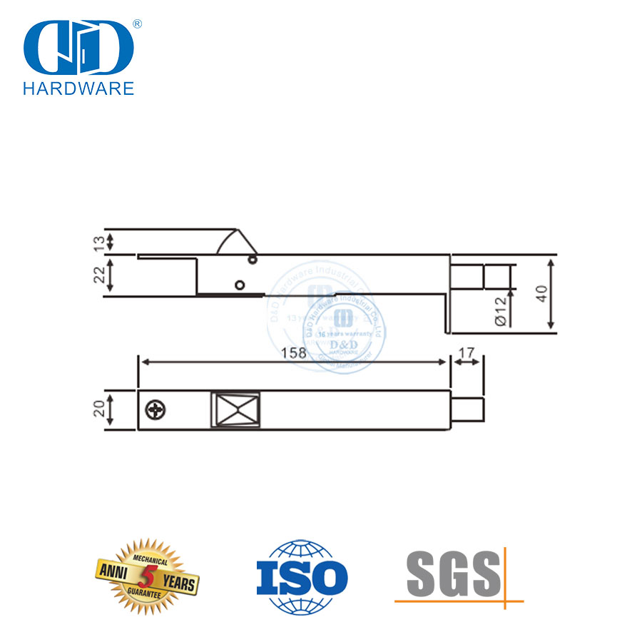 الفولاذ المقاوم للصدأ الساتان الجانبي التلقائي نوع فلوش الباب بولت-DDDB023-SSS