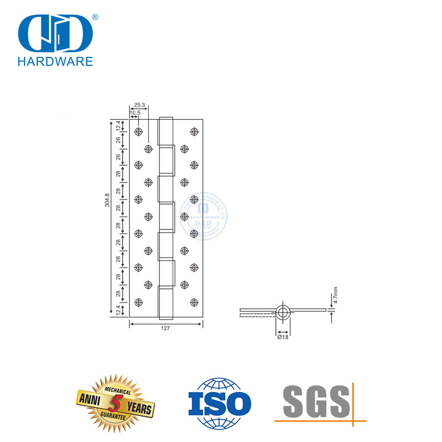 مفصلة باب زاوية مربعة من الفولاذ المقاوم للصدأ مقاس 12 بوصة - DDSS053
