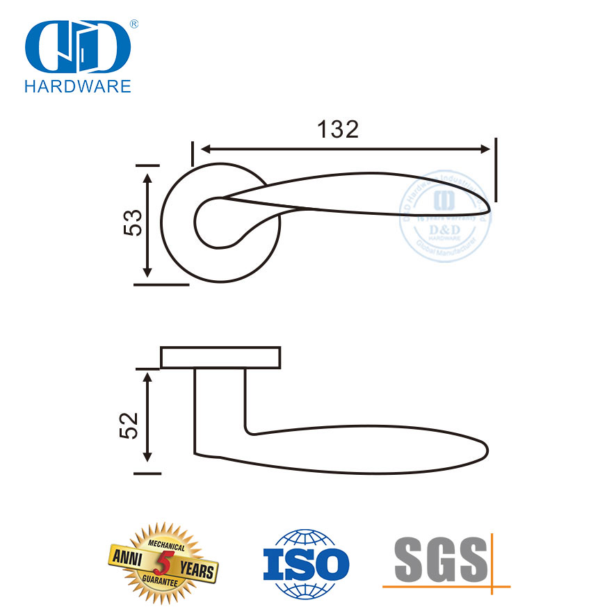 مقبض باب دائري صلب من الفولاذ المقاوم للصدأ بتصميم منحني من Classis-DDSH026-SSS