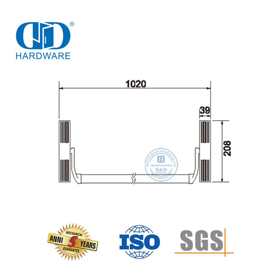 تتطابق أجهزة الخروج من الصلب الذي يعمل باللمس مع قفل Mortise Lock-DDPD033