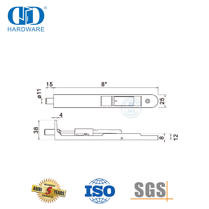 أجهزة الأبواب الخشبية ذات الزاوية الدائرية المصنوعة من الفولاذ المقاوم للصدأ لباب دافق-DDDB030-SSS