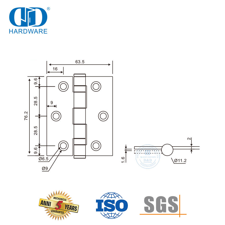 مفصلة باب صغيرة متينة من الفولاذ المقاوم للصدأ لسوق أمريكا الجنوبية-DDSS045-B