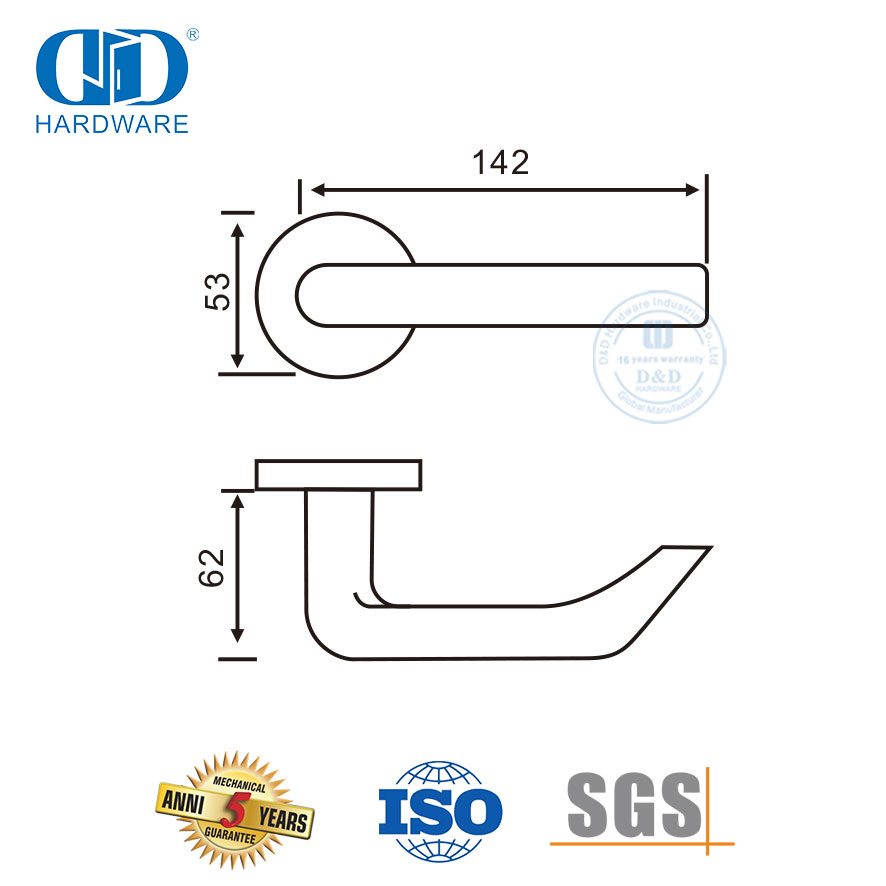أجهزة باب فولاذي سهلة التركيب مصنوعة من الفولاذ المقاوم للصدأ بمقبض رافعة صلب-DDSH028-SSS