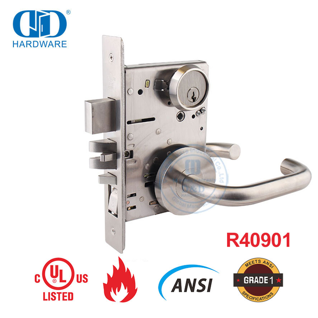قفل نقر الباب عالي الأمان ANSI المُصنف ضد الحريق من UL لمبنى الشقق-DDAL20