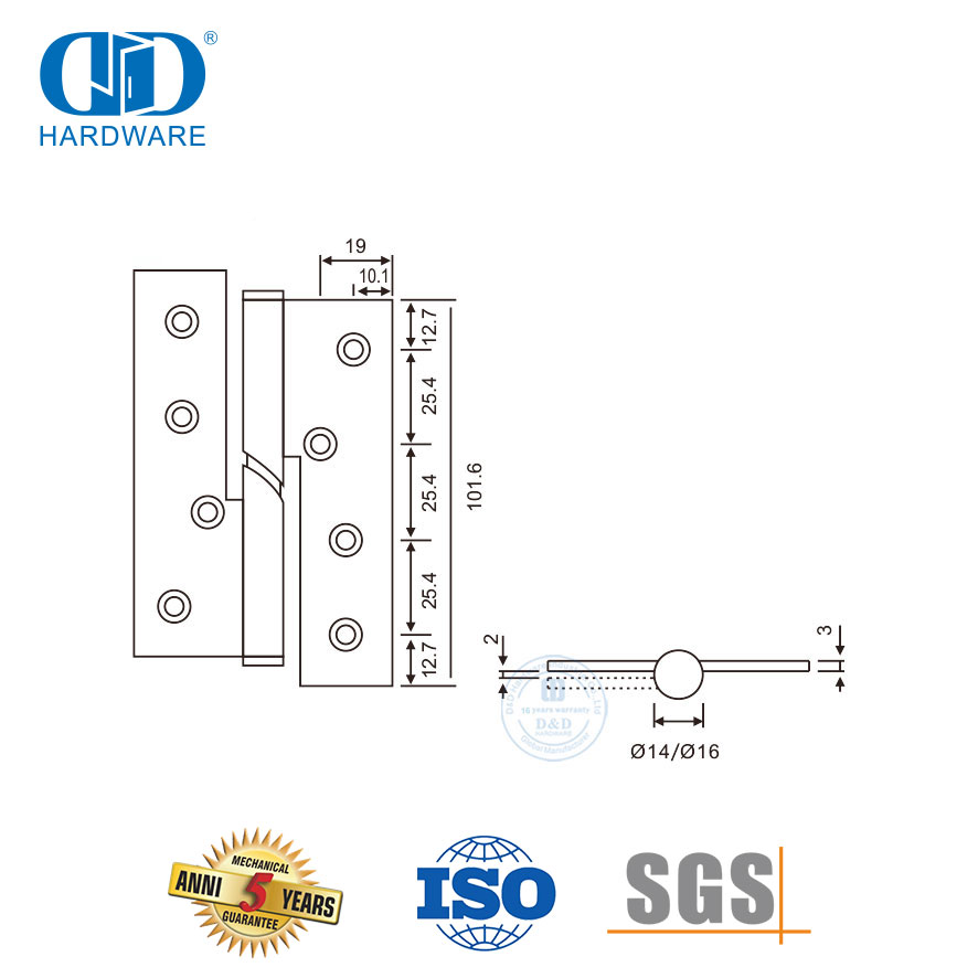 مفصلات سقوط من الفولاذ المقاوم للصدأ ذات جودة عالية للأبواب المعدنية-DDSS017