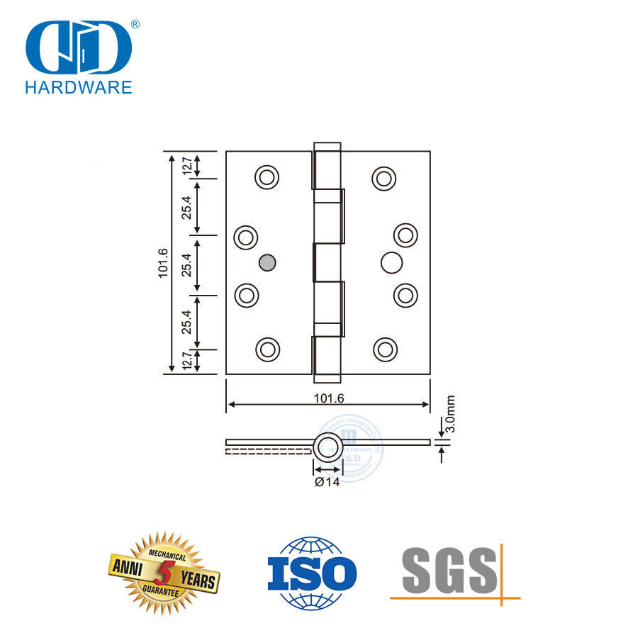 تستخدم على نطاق واسع أجهزة الأبواب المعدنية المصنوعة من الفولاذ المقاوم للصدأ ومفصلات أمان واحدة-DDSS015