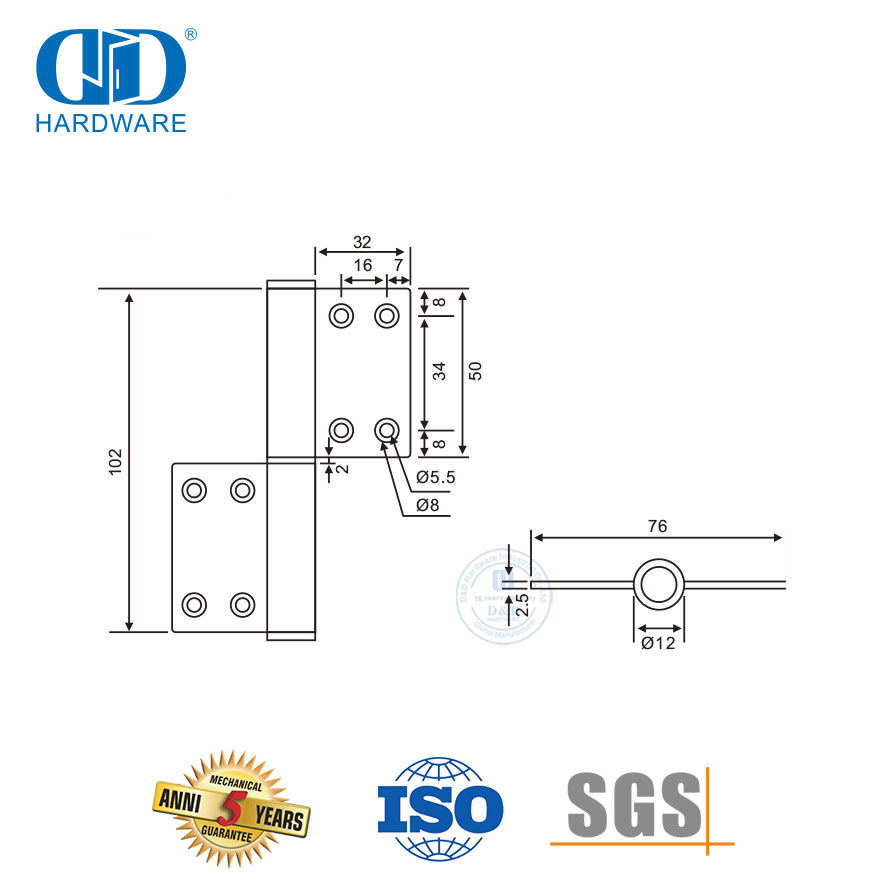 تستخدم على نطاق واسع أجهزة الباب الخارجي الفولاذ المقاوم للصدأ العلم المفصلي-DDSS032