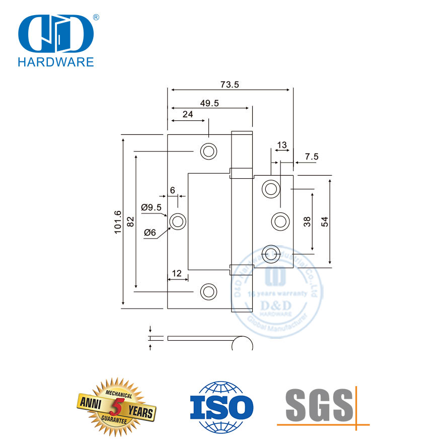 للباب المعدني أجهزة الباب الرئيسي الفولاذ المقاوم للصدأ فلوش المفصلي-DDSS027