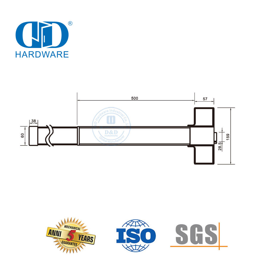 نوع الحافة نصف طول من الفولاذ المقاوم للصدأ 304 Panic Exit Hardware-DDPD001-SSS