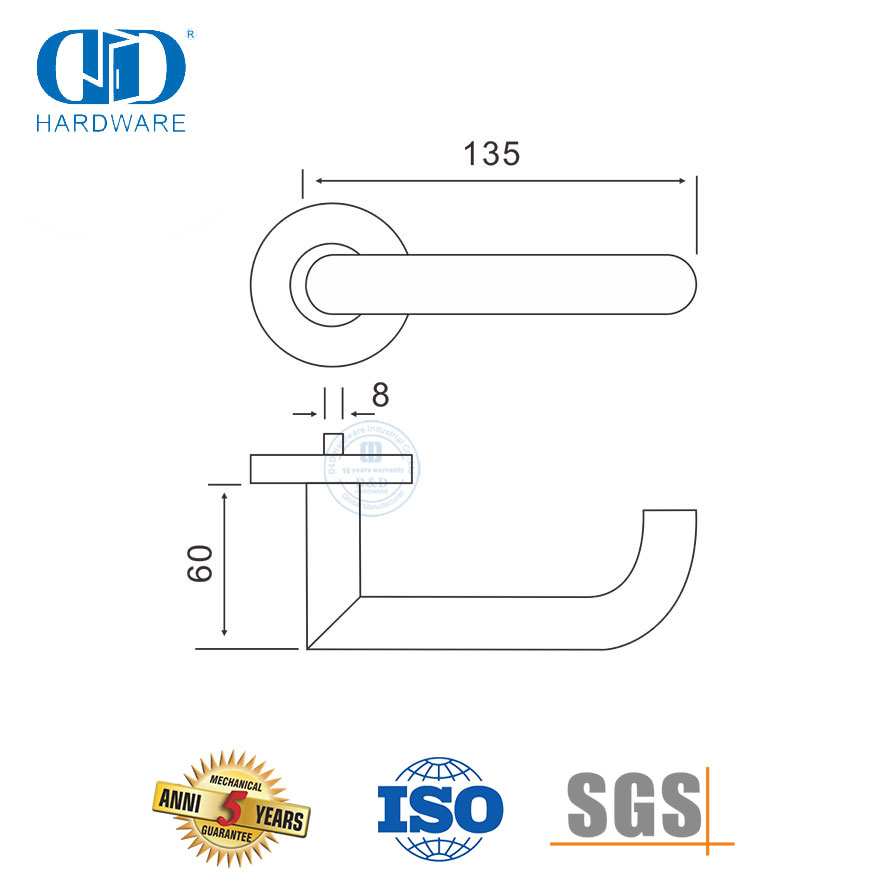 SUS 304 مجموعة قفل نقر مقبض رافعة الباب الأمامي للمكتب-DDTH018-SSS