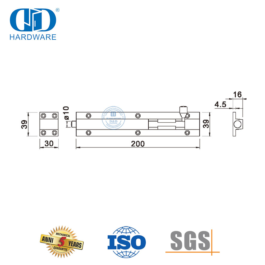 أجهزة باب الحمام ذات نوعية جيدة الفولاذ المقاوم للصدأ باب بولت-DDDB035-SSS