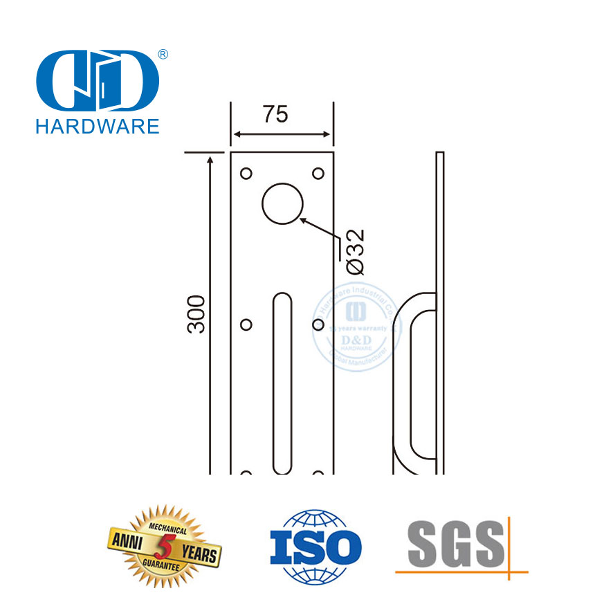 الفولاذ المقاوم للصدأ 304 الذعر خروج قفل الباب الأجهزة ليلة مزلاج Plate-DDPD011-SSS