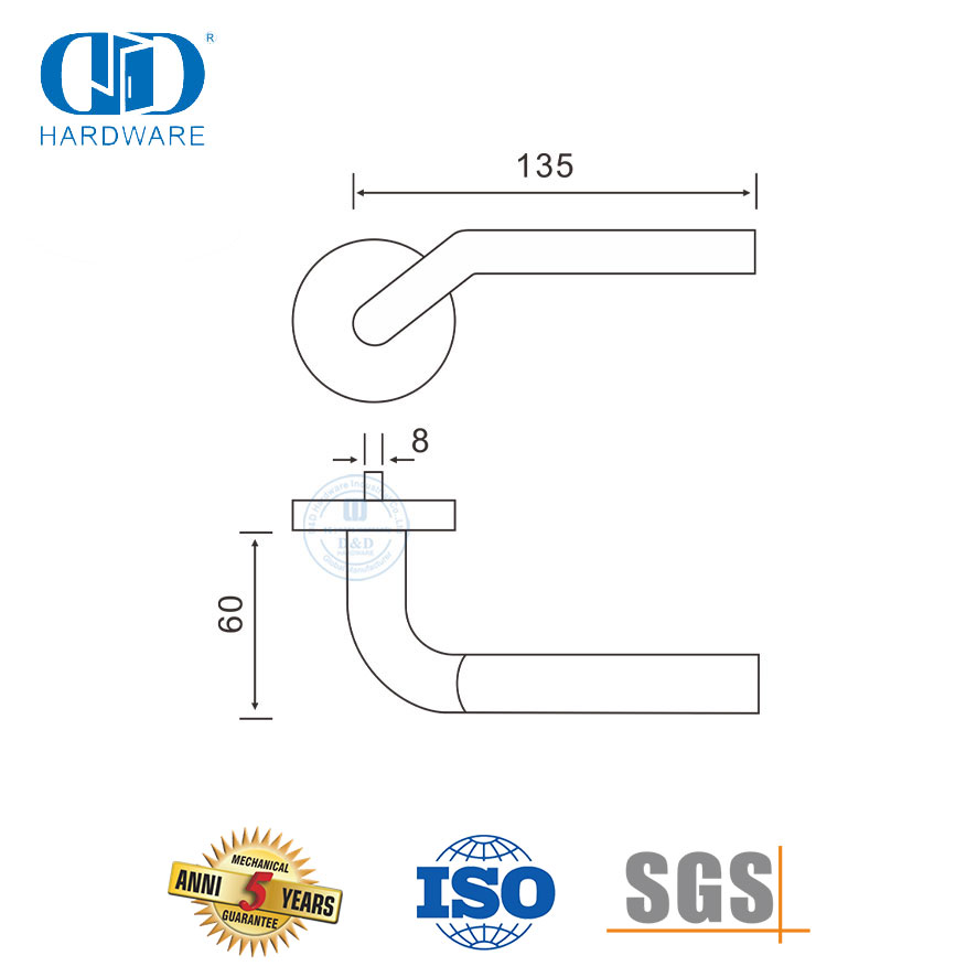 تصميم حديث وبسيط SUS 304 مقبض الباب الأمامي -DDTH015-SSS