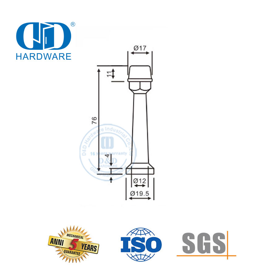 واقي الباب المثبت على الحائط من الفولاذ المقاوم للصدأ، سدادة الباب المضادة للتصادمات-DDDS015-B-SSS