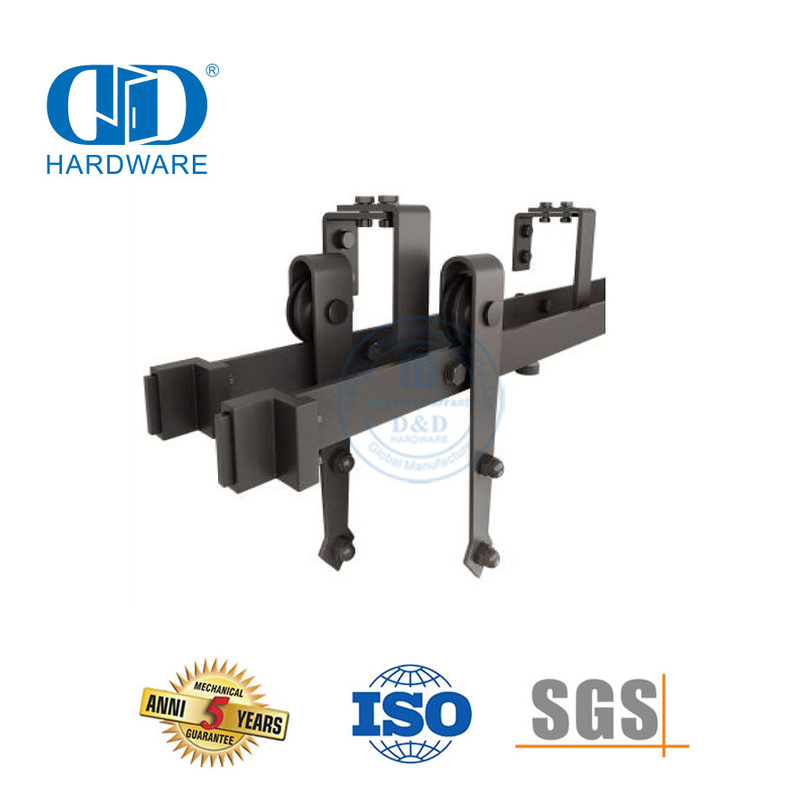 الفولاذ المقاوم للصدأ المتداول الصناعية هادئة الأسود الخارجي طقم مزدوج انزلاق باب الحظيرة الأجهزة بكرة الباب Hardware-DDBD024