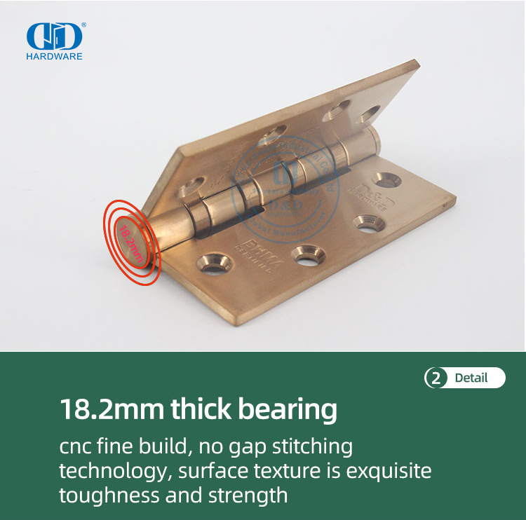 ANSI BHMA مفصل باب مقاوم للحريق باللون الذهبي الوردي سريع التركيب لمداخل السوبر ماركت-DDSS001-ANSI-1-4.5x4.0x4.6mm