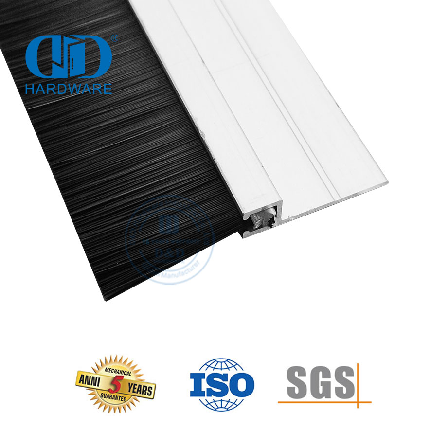 Anylon فرشاة ختم الناقل الألومنيوم ذاتية اللصق التلقائي الهواء البارد والدليل على انزلاق الباب الاجتياح Seal-DDBS004