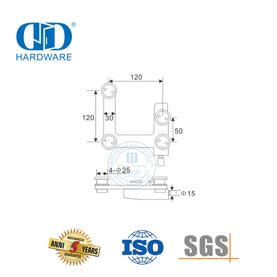 الفولاذ المقاوم للصدأ التصحيح تركيب المحور المناسب التقويس موصل المحور الزجاج Fitting-DDGP007