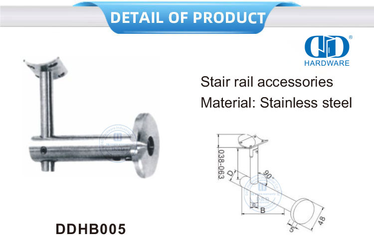 سلالم سلالم إكسسوارات من الفولاذ المقاوم للصدأ زجاج تركيب درابزين قوس جدار درابزين Bracket-DDHB005