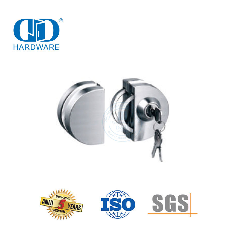 الصين مصنع الفولاذ المقاوم للصدأ زجاج الباب مقبض قفل التصحيح تركيب الزاوية قفل الباب Fitting-DDGL005
