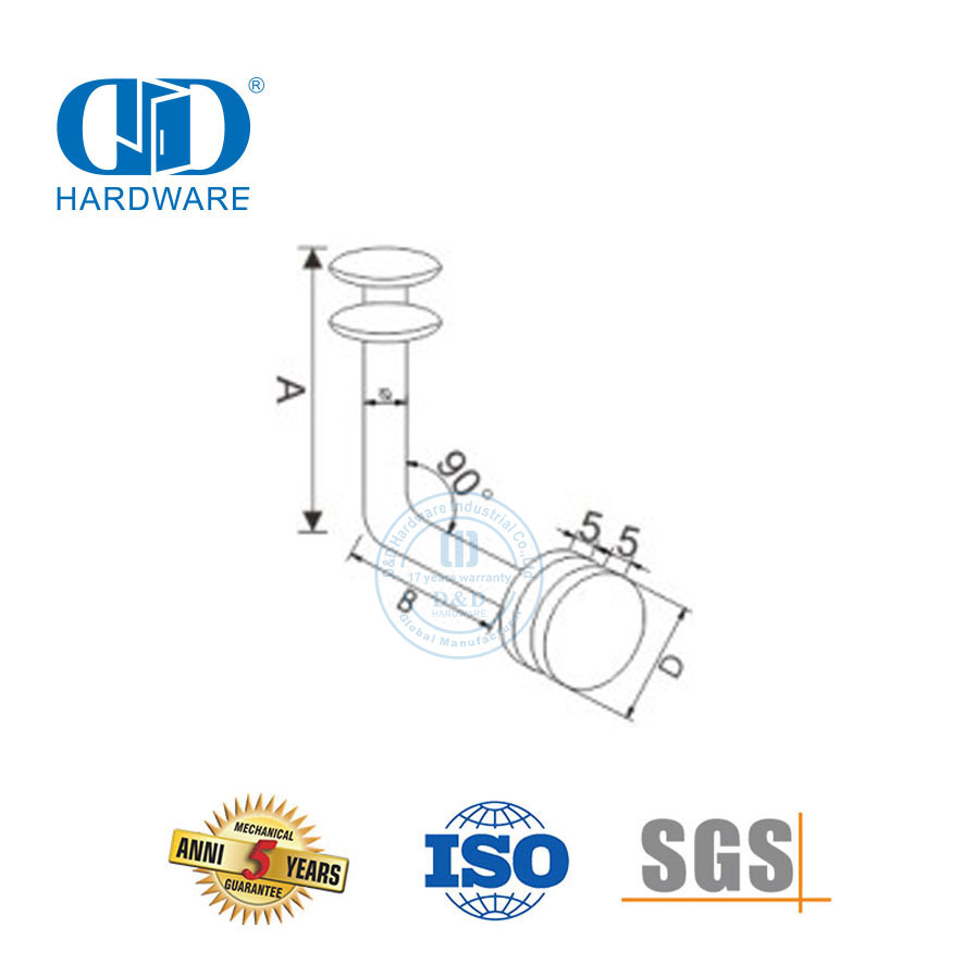 الشركة المصنعة لباب الفولاذ المقاوم للصدأ تركيب زجاجي درابزين درابزين درابزين-DDHB001