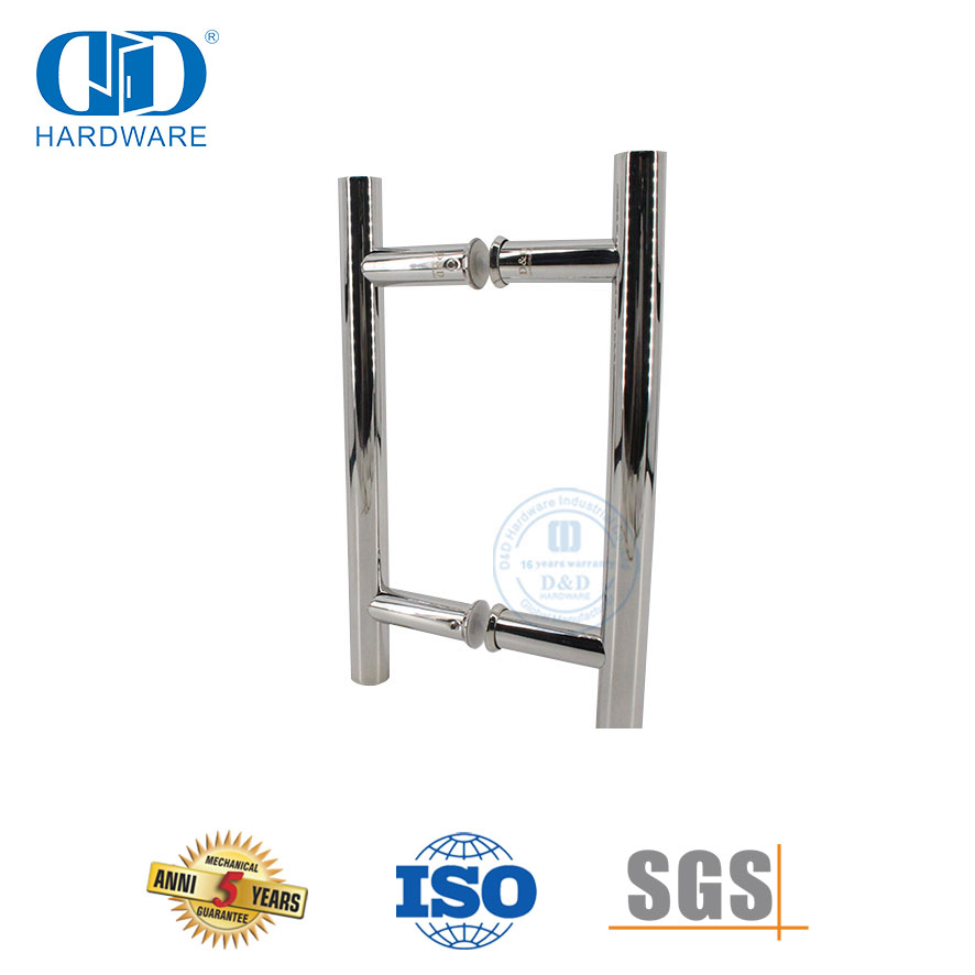 SUS304 H شكل دائري بدون إطار زجاجي للأبواب الأجهزة سلم تصاعد سحب مقبض-DDPH001-A Φ22-PSS