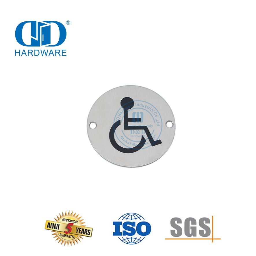 لوحة تسجيل من النوع المربع من الفولاذ المقاوم للصدأ لوحة تسجيل تعطيل للحمام والمرحاض لوحة تسجيل للمعاقين-DDSP001-Disabled