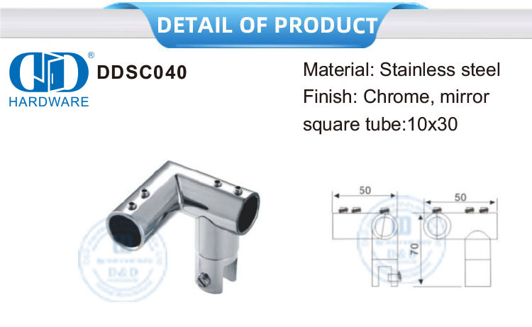 الفولاذ المقاوم للصدأ أعلى الأجهزة البحرية للطي تركيبات موصل قطب لوحة زجاجية قوس Connector-DDSC040