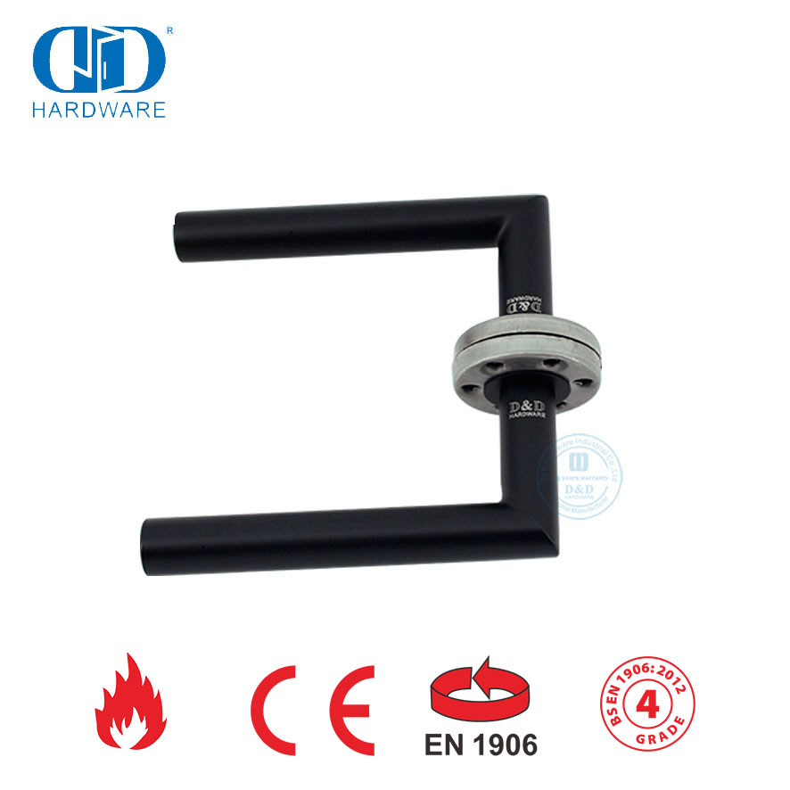 ملحقات قفل الباب Mortise EN 1906 مقبض باب المدخل باللون الأسود غير اللامع-DDTH003-MB