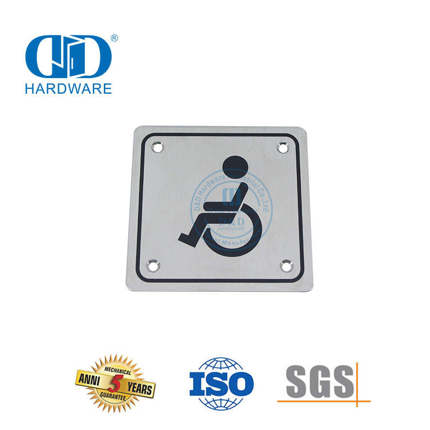 لوحة تسجيل من النوع المربع من الفولاذ المقاوم للصدأ لوحة تسجيل تعطيل للحمام والمرحاض لوحة تسجيل للمعاقين-DDSP001-Disabled