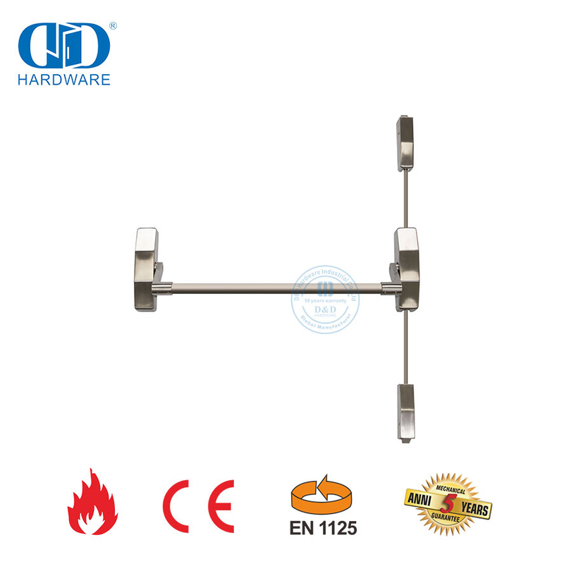 جهاز خروج الذعر المقاوم للحريق عالي الأمان من الفولاذ المقاوم للصدأ CE مع ضمان قفل قضيب الدفع للخروج في حالات الطوارئ Door-DDPD048-CE المعدني