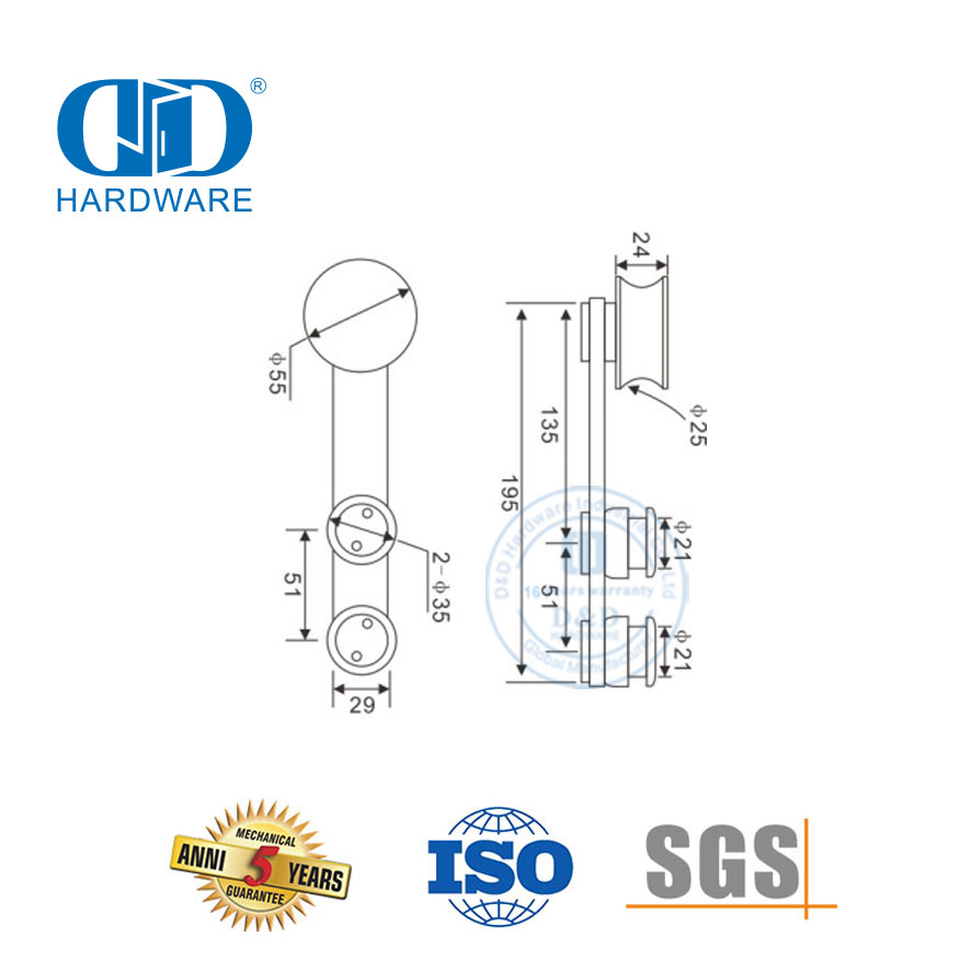 OEM مجموعة إكسسوارات الفولاذ المقاوم للصدأ ملحقات الزجاج أجهزة الباب تركيب الزجاج للحمام-DDGS102