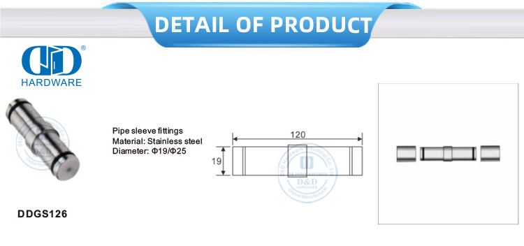 تركيبات الأنابيب الأكمام الفولاذ المقاوم للصدأ اكسسوارات الحمام الأجهزة الزجاجية ملحقات الأثاث للباب المنزلق-DDGS126